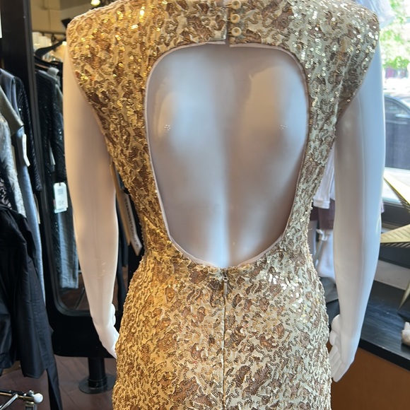 ✨BCBGMAXAZRIA Gold Sequin Mini Dress NWT – Size 0✨ - Picture 11 of 11